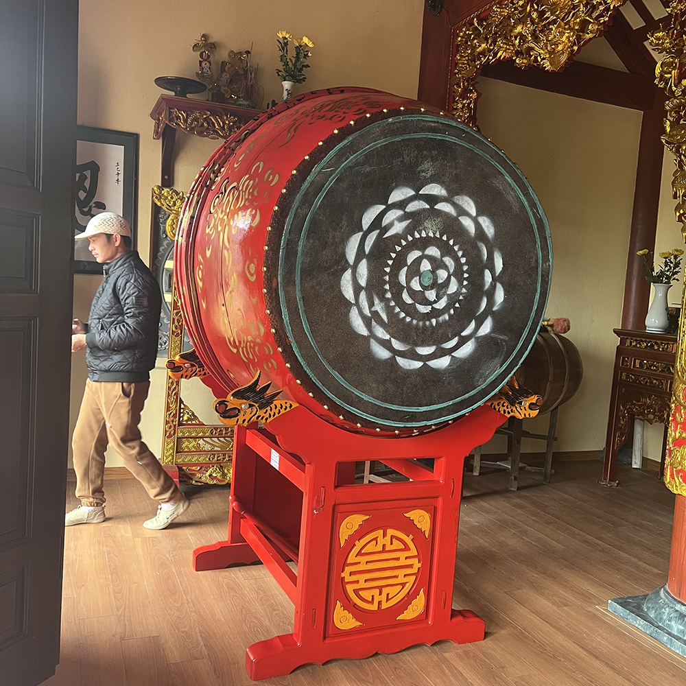 Mua trống gỗ mít da trâu 9 trong dinh chua 1 met